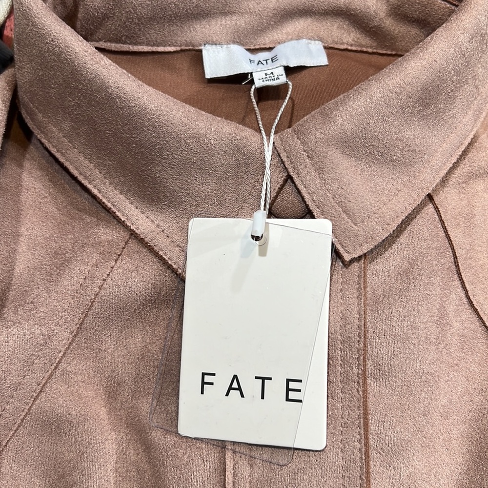 NWT Fate Wood Rose Pink Suede Jacket - Picture 3 of 3